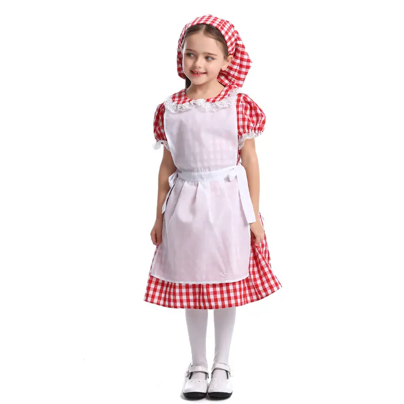 Costume de Cosplay pour petites filles, tenue avec cape et tablier à carreaux