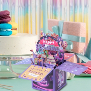 3D Pop-Up mutlu doğum günü kartı dijital izlenim müzik tarzı 3D kartpostallar tebrik kartı için doğum günü hediyesi kağıttan yapılmış - Product Image 5