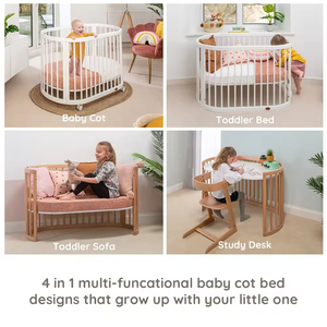 Boori Nursery Đồ Nội Thất Chuyển Đổi 3 Trong 1 Bằng Gỗ Ốc Đảo Hình Bầu Dục Cot Bé <span class=keywords><strong>Crib</strong></span> Phổ 6 Ngăn Kéo Ngực Natty Lưu Trữ Changer - Product Image 3