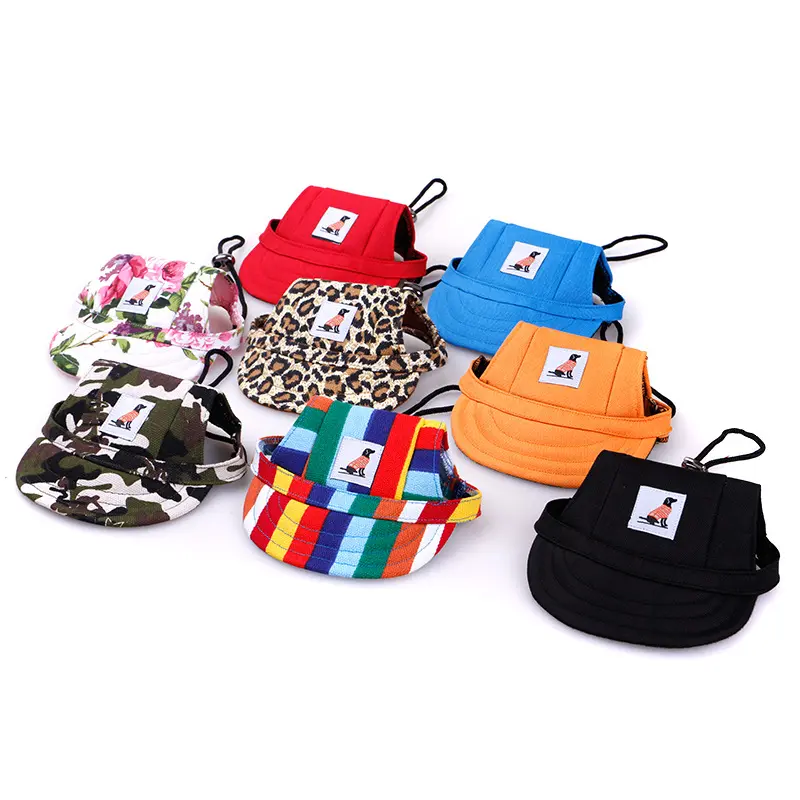 Hot Sale Custom Primavera Verão Cão Viagem Esporte Chapéus Ajustável Pet Baseball hat com Orelha Furos