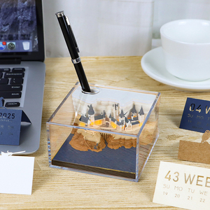 Bloc de notas de calendario 3D, luces Led, escultura de calendario, arte tallado, notas de bloque de Castillo de Harry Hogwarts para adorno de escritorio - Product Image 3