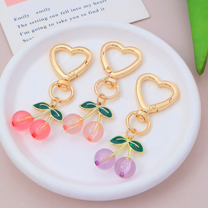 Kadınlar için güzel anahtar çantası Charm pembe kırmızı mor Mini kiraz anahtarlık aksesuarları - Product Image 5