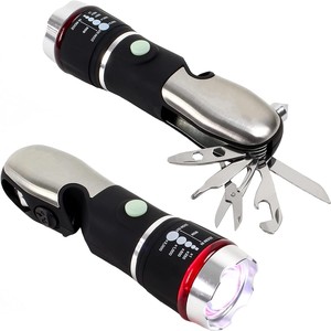 Tutto in uno torcia a LED torcia tattica per auto campeggio di emergenza con vetro Breaker Cutter Multi-strumento caratteristiche promozionali - Product Image 1