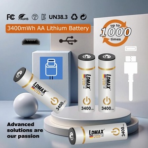 Tip C tel şarj cihazı ile LDMAX lityum iyon USB şarj edilebilir pil 1.5v 3400aa AA Li-ion USB pil - Product Image 1