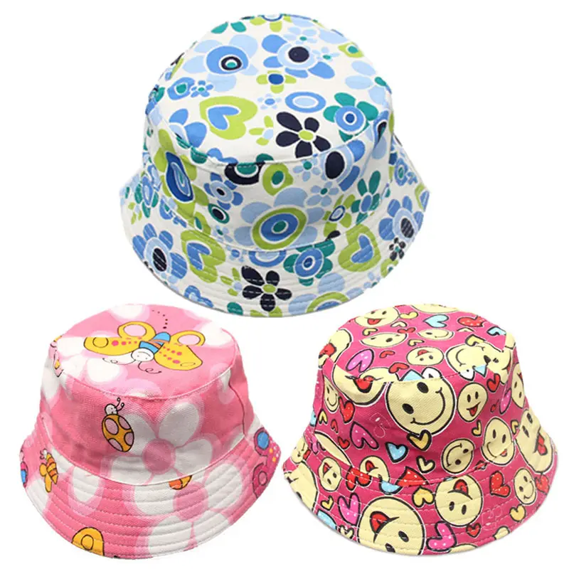 Sombreros de lavabo con flores para niños y niñas, sombrero de cubo con diseño de flores, estilo Popular, venta al por mayor