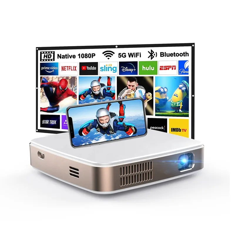 Meilleur mini projecteur LED de poche 3D 4K projecteur vidéo mobile pour téléphone Wifi Home cinéma portable mini projecteur DLP Android intelligent