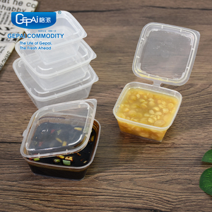 Transparent Disposable Plastic Square Sauce <strong>Cups</strong> <strong>1</strong> <strong>2</strong> 3 <strong>4</strong> oz Small Containers with Lids for Food and Milk Take Out - Product Image 1