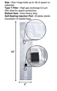 6 LB Polypropylene chất liệu lionsmane nấm phát triển <span class=keywords><strong>spawn</strong></span> túi với Tự Chữa Bệnh tiêm cổng - Product Image 3