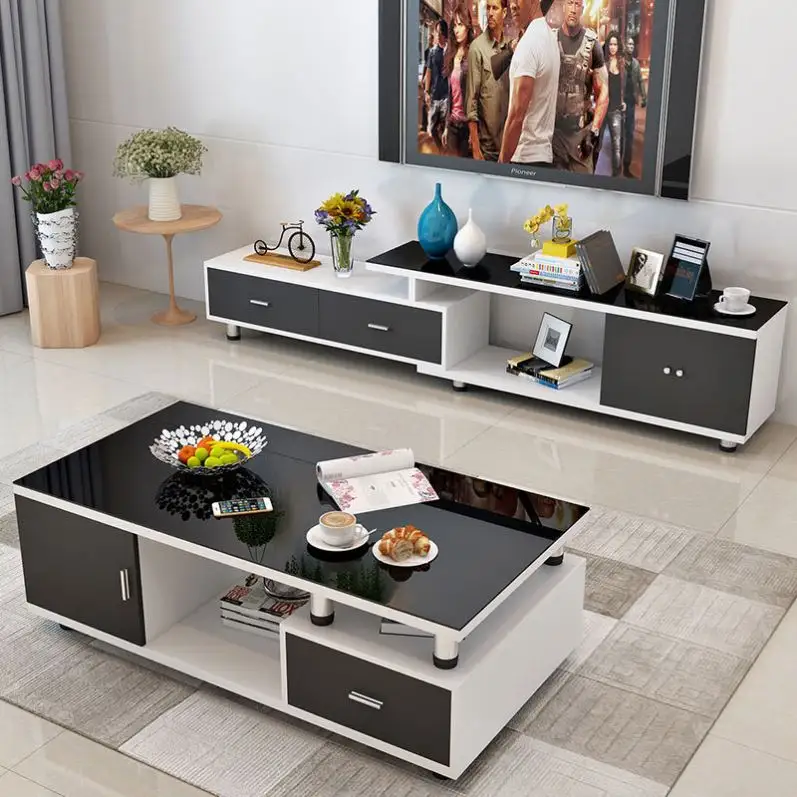Soporte de TV moderno y juego de mesa de centro Fabricante de China Gabinete de TV de sala de estar de madera y Mesa Central