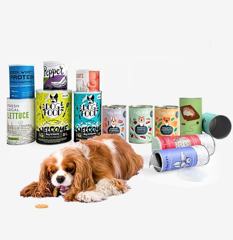 Recipientes Recicláveis Custom Food Grade Armazenamento Papel Latas Composto Embalagem De Tubo De Papel Para Pet Food