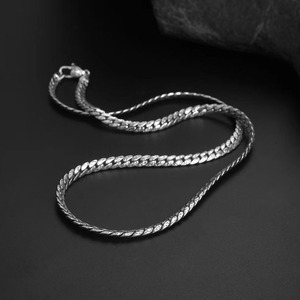 S925 Sterling Silber Italienische flache Form Schlangen kette Halskette Herren Muster Peitsche Kette Kuba Kette HipHop Punk Schmuck