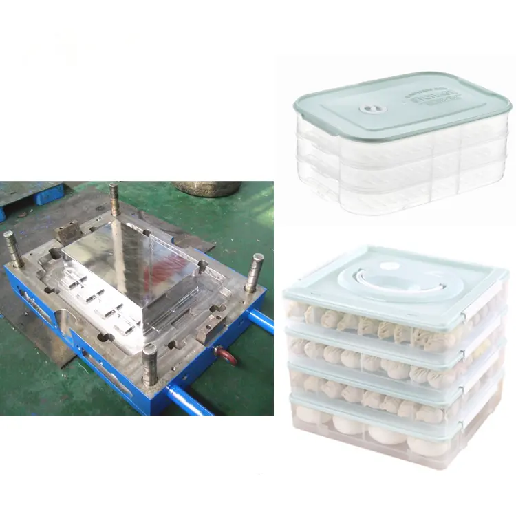 Novo Design Agradável De Alta Qualidade Barato De Plástico Doméstico Multilayer Separate Dumpling Storage Box Injection Mold Container Box Mold