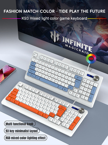 Teclado inalámbrico K93 RGB de 93 teclas para jugadores, diseño ergonómico de membrana USB tipo C con idioma inglés para uso en portátiles de escritorio - Product Image 2