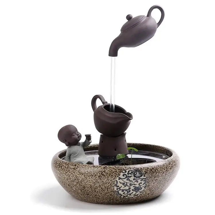 Fuente de agua relajante para interiores, tetera Zen de mesa, Humidificador creativo para peceras, Feng shui