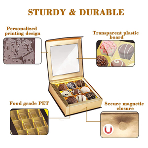 9 lưới hộp quà tặng sô cô la với hấp phụ nam châm và cửa sổ cho sô cô la kẹo Cookie Hộp quà tặng sang trọng bao bì hộp giấy - Product Image 4