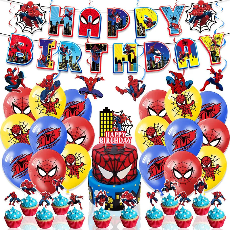 Cartoon Cool Marvel Spider Man tema decorazione della festa di compleanno per bambini set di forniture per la decorazione della festa del ragazzo con Banner di palloncini
