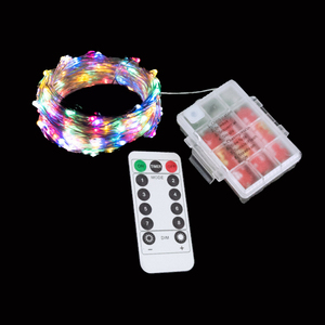 Gran oferta, cadena de luces LED de 5M y 10M, luces de hadas con Control remoto a prueba de agua, funciona con batería, temporizador de 8 modos, iluminación decorativa de cobre