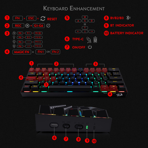 K530 Wireless Bt 5.0 Dual Mode Macro <strong>Programming</strong> Game <strong>Mechanical</strong> <strong>Keyboard</strong> for PC Tablet Cell Phone - Product Image 4
