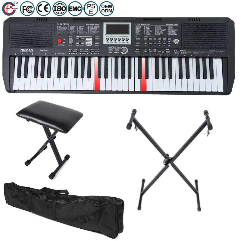Kunci pencahayaan desain profesional, Keyboard musik 61 tombol Organ elektronik untuk pemula musik