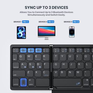 Teclado INGLÉS ÁRABE personalizado, teclado inalámbrico, teclado Bluetooth plegable con teclado numérico táctil grande - Product Image 2
