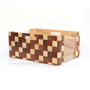 Cajas de almacenamiento apilables de madera y acrílico para el hogar de oficina mediana visible multifunción | Contenedores de almacenamiento de madera de cubo de escritorio con asas - Product Image 4