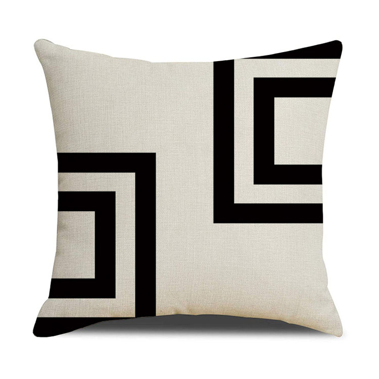 Popular Style Classic Geometric Custom Digital Print Pillowcase Linen Cushion Cover