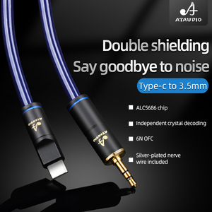 ATAUDIO通用串行总线公音频插孔辅助电缆转换器，适用于手机电脑车载耳机类型-C至3.5毫米电缆适配器3.5毫米插孔 - Product Image 2