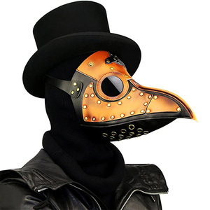 Özelleştirilebilir ortaçağ Steampunk deri maske cadılar bayramı partisi Cosplay sahne Retro gotik tarzı veba doktor maskesi - Product Image 1