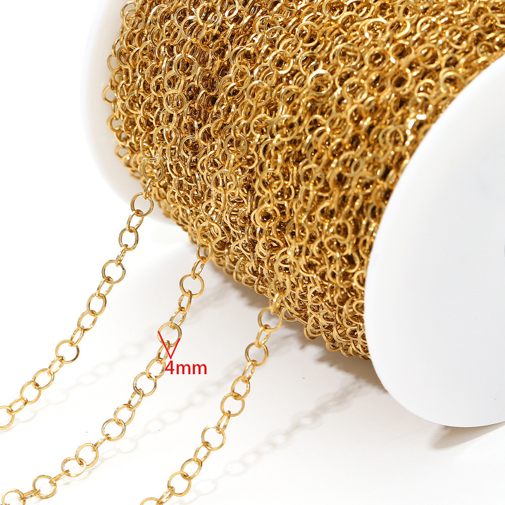 4mm wide, 0.6mm diameter circular chain gold