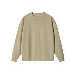 美国350克厚棉高领毛衣100% 棉复合圆领基础宽松纯色男女时尚基础