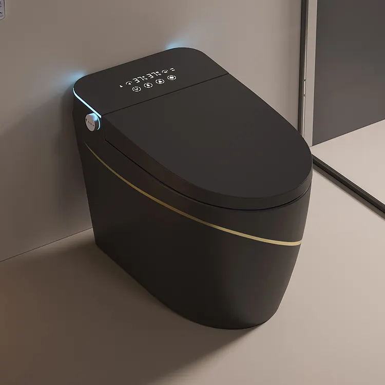 Wc automático de una pieza, tazón inteligente, marca de agua, nuevo diseño, inteligencia, inodoro negro inteligente con control remoto
