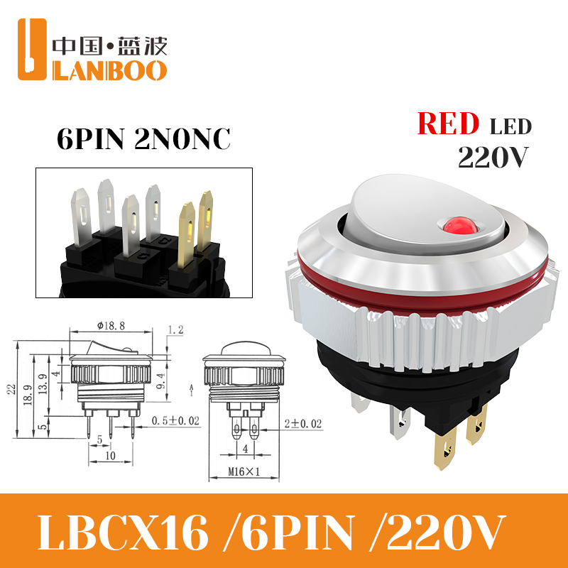 6-pin 5-24v silver red