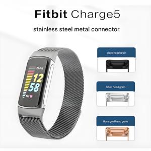 Lionorm 18毫米宽度表带连接器适配器替换<span class=keywords><strong>Fitbit</strong></span> Charge 5 Charge 6手表附件的金属链节附件