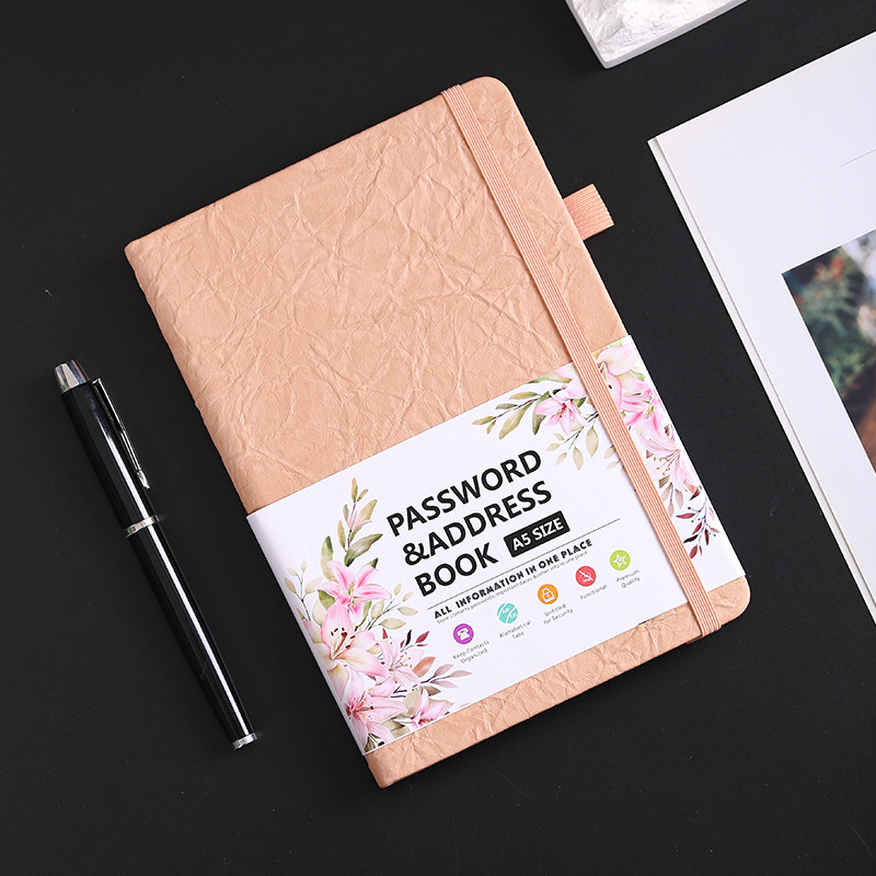 Small a5 english password book pink