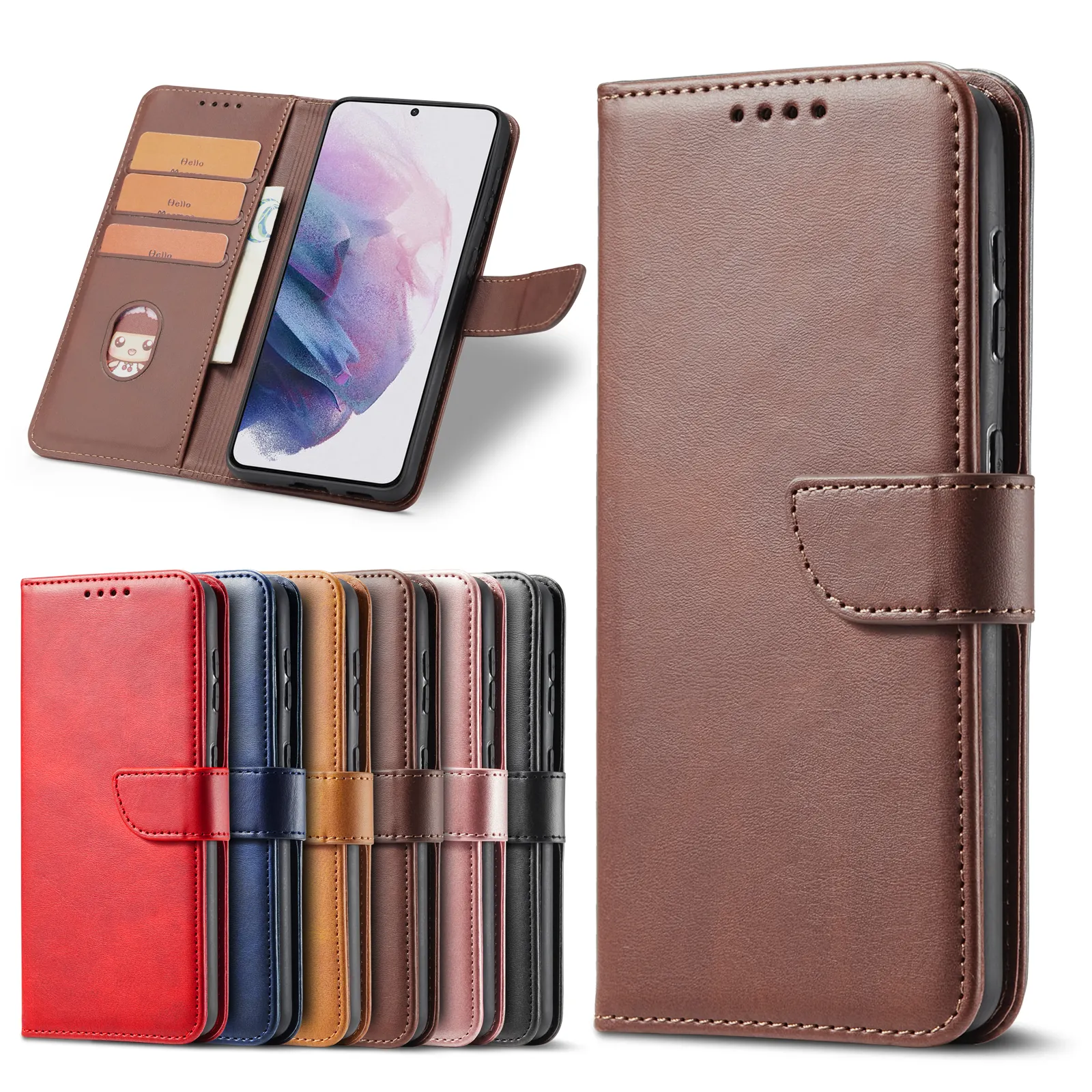 IVANHOE For Samsung Galaxy S21 Plus A51 A71 A22 A31 A02S S20 FE Note 20 Ultra Wallet Leather Card Slots Holder Flip Case