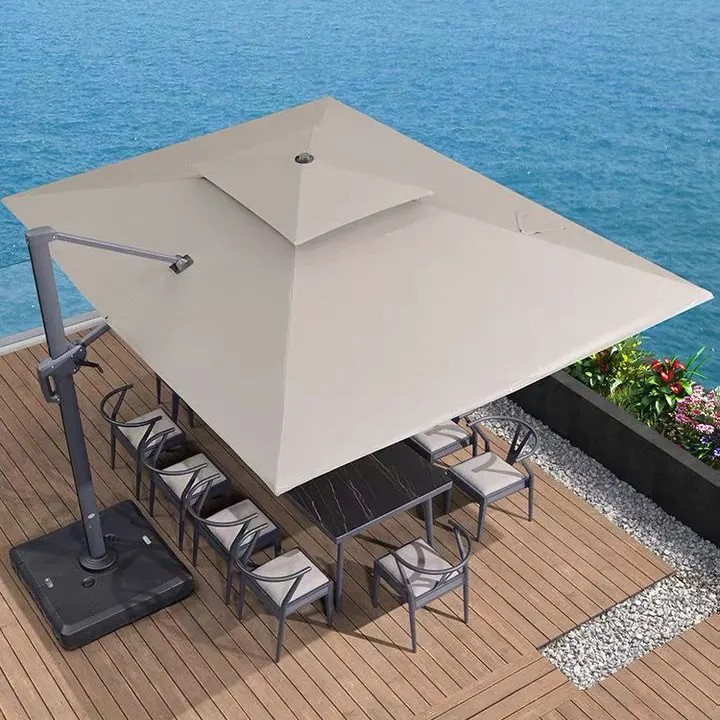 Zuoan guarda-sol cantilever luxuoso para jardim, guarda-sol com poste lateral 3x4m, à prova d'água, para uso ao ar livre e restaurante