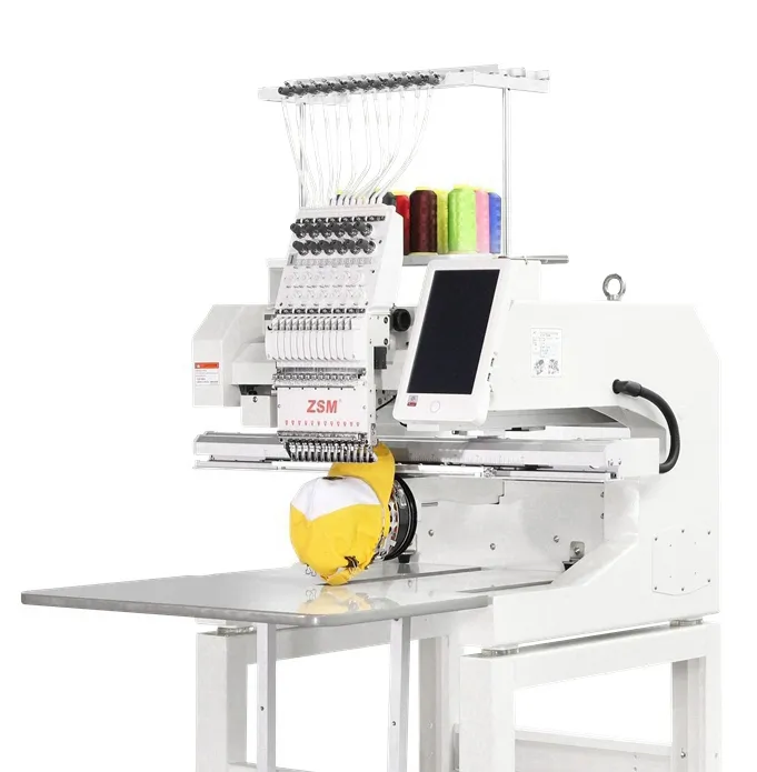 Máquina de coser de bordado computarizado de un solo cabezal, máquina para bordar camisetas y sombreros planos