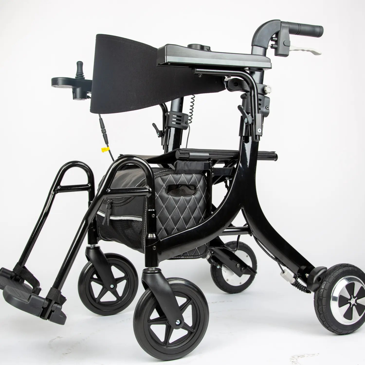 Rolador elétrico dobrável 4 rodas, caminhador rolador elétrico 4 rodas com cadeira de rodas