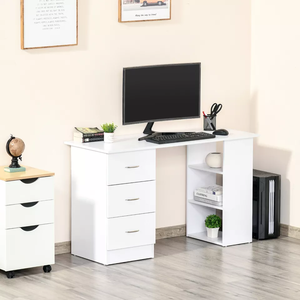 120cm <strong>Computer</strong> Desk <strong>PC</strong> <strong>Table</strong> Workstation W/ 3 Shelf &amp; Drawers White - Product Image 2