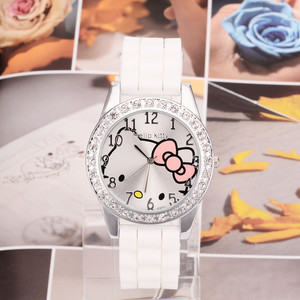 Allston lüks moda dalgıç izle platin bant Hellokitty hediye saatler Alarm içeren nabız monitörü Perpetual takvim