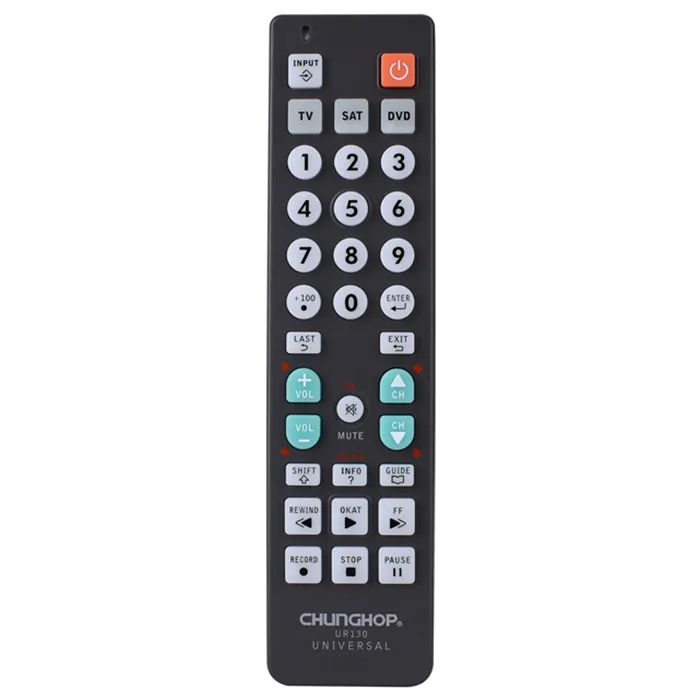 OEM ODM Chunghop UR130 Universal IR TV Remote Control untuk DVD SAT TV