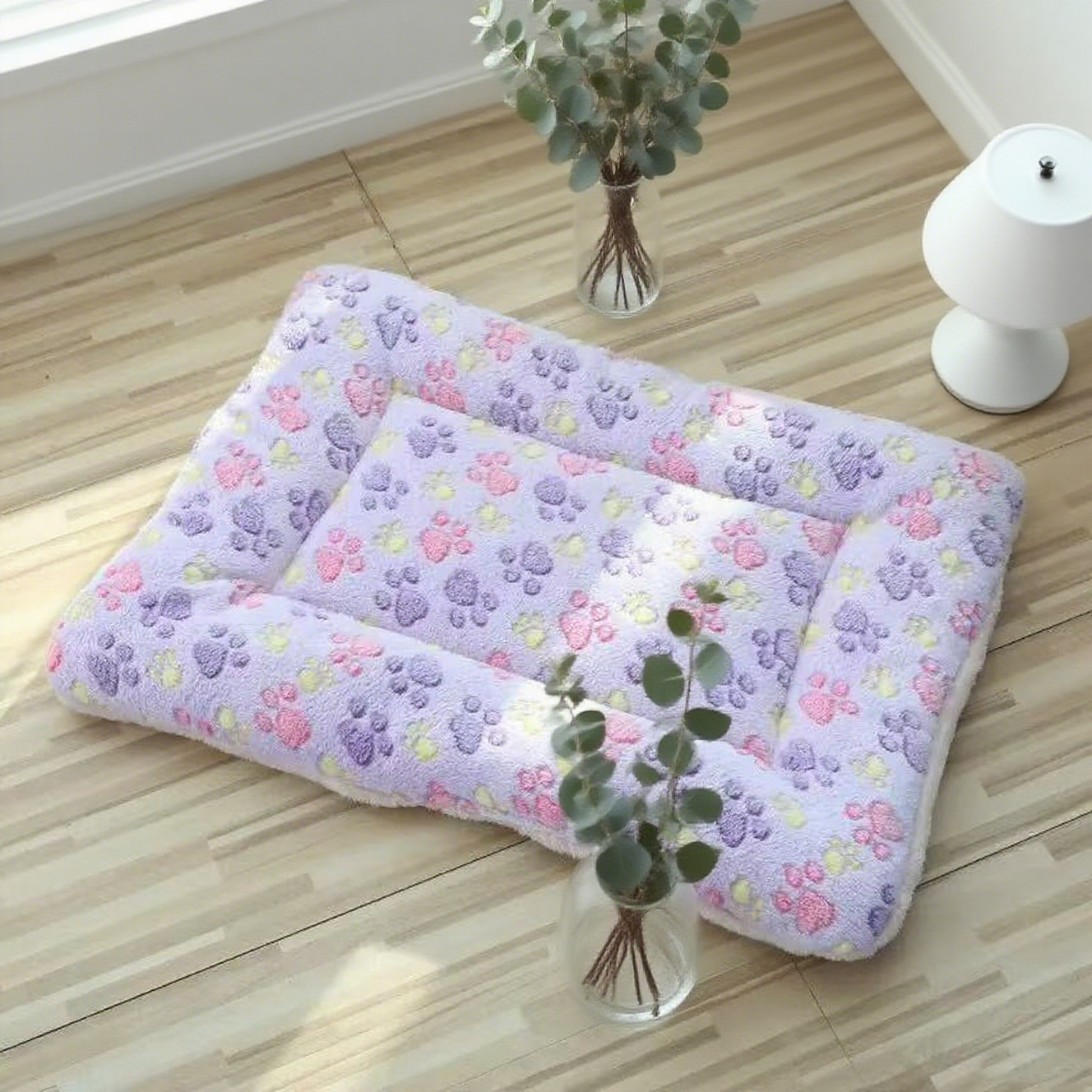 Empreinte de patte violette - tapis épais rectangulaire