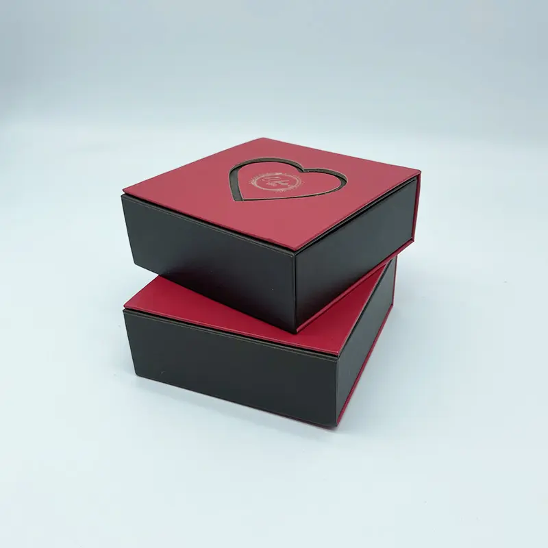 Fabricante OEM em forma de coração com recorte de papel vermelho quadrado embalagem caixas de trufas vazias personalizadas