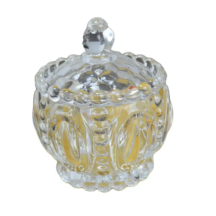 Unique Decorative Bohemia Sugar jar bowls Crystal mini candy jars with Cover nuts bowl for wedding party