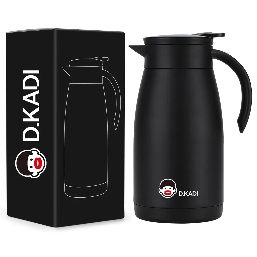 D.KADI Pichet thermos isolé sous vide à double paroi en acier inoxydable eau chaude potable thé thermique bouilloire à café portable carafe