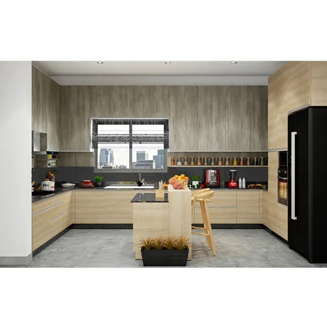 Cocina de aluminio de acero inoxidable personalizada, muebles de combinación modernos de lujo, gabinetes de cocina de acero inoxidable 304,