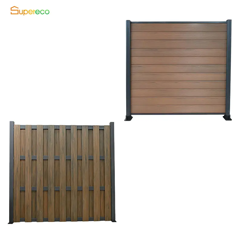 Panel de valla compuesto de madera para exteriores, tablero de esgrima compuesto de plástico de madera WPC moderno, puerta de jardín, esgrima WPC