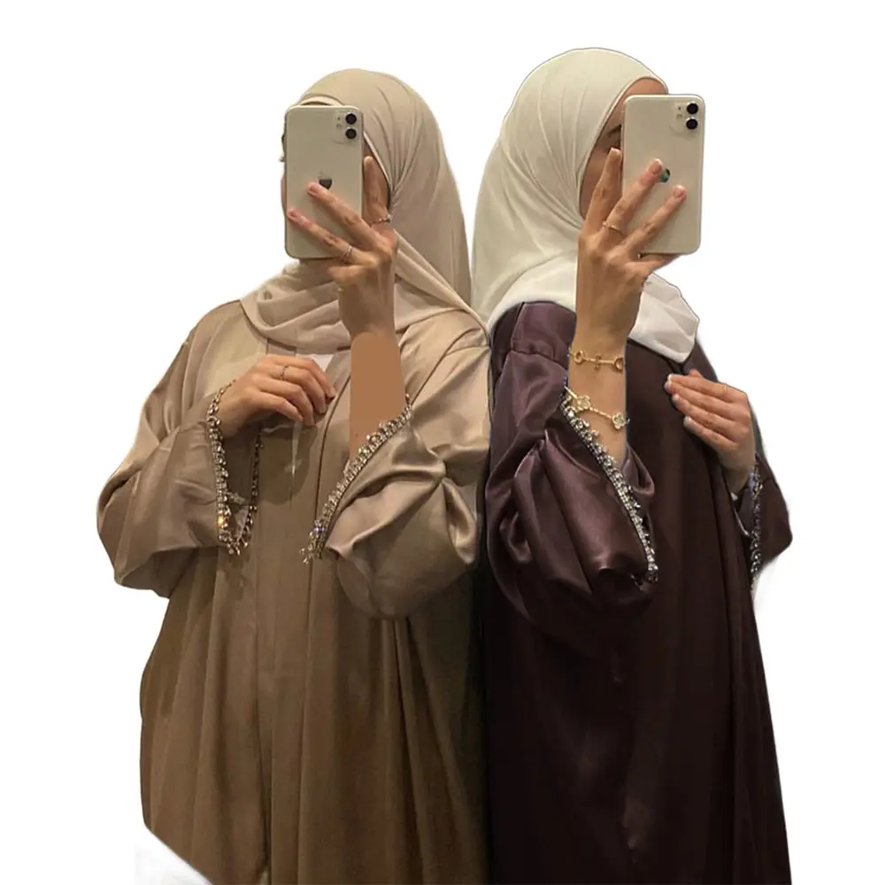 عباية من دبي تركيا 2024 تصميم عباية مفتوحة من الأمام ملابس إسلامية عباية فستان للمُسلمات