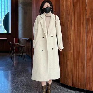 プラスパッド入り<span class=keywords><strong>Gary</strong></span>,プラスサイズのルーズとパッド入りの女性用スーツ襟コートロングぬいぐるみツイードコート