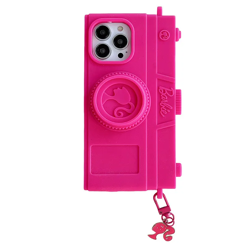 Funda de teléfono estéreo de silicona para cámara Barbie de diseñador de lujo europeo y americano para iPhone15Promax 15Pro 15 14Promax 13Pro 12 11